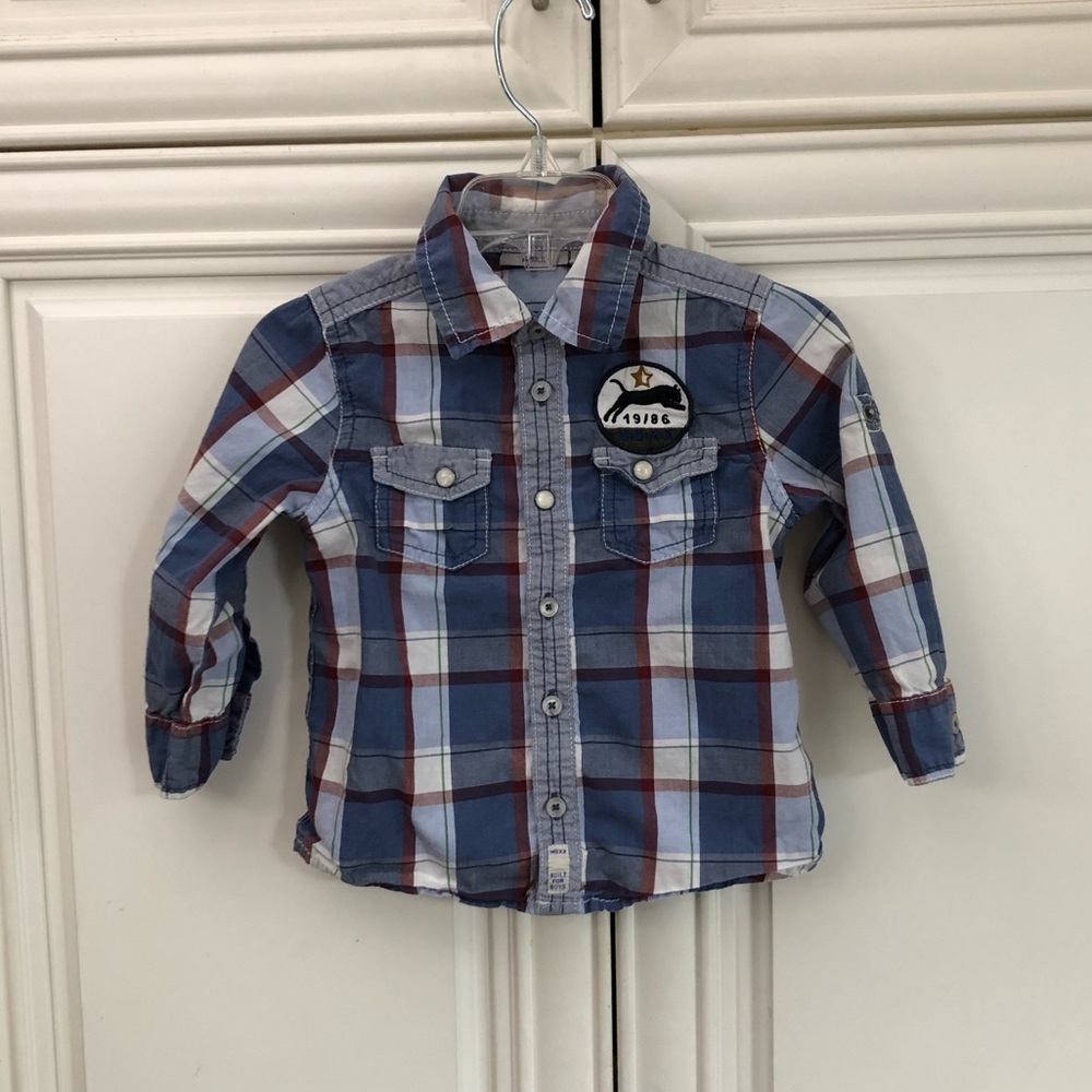 MEXX baby boy plaid long sleeve shirt